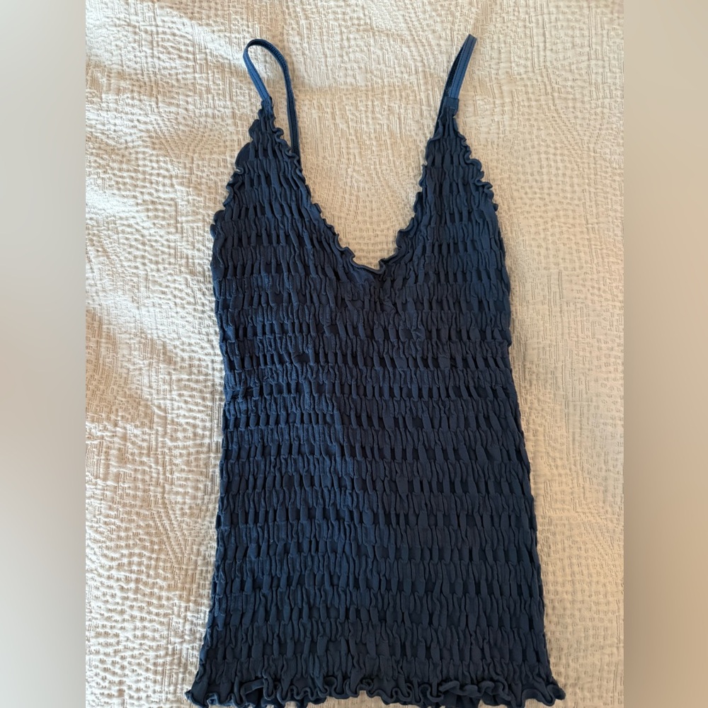 Free People Dark Blue Textured Camisole
